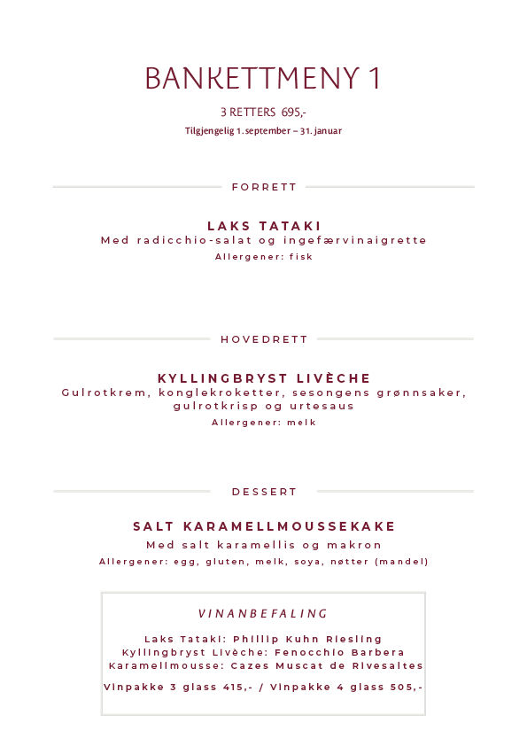 Bankettmeny 1 2025 høst