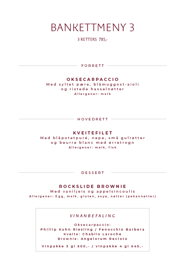 Bankettmeny 3 2025 høst