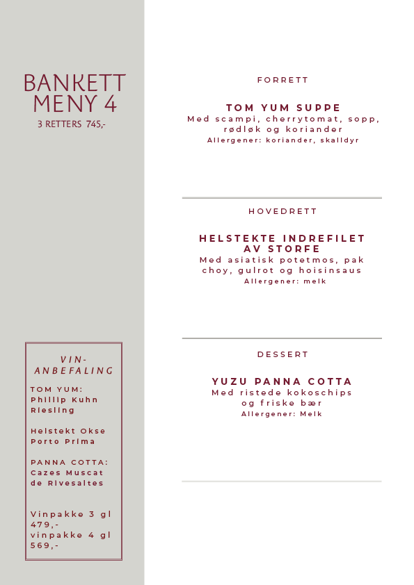 Bankettmeny 4 2025 høst